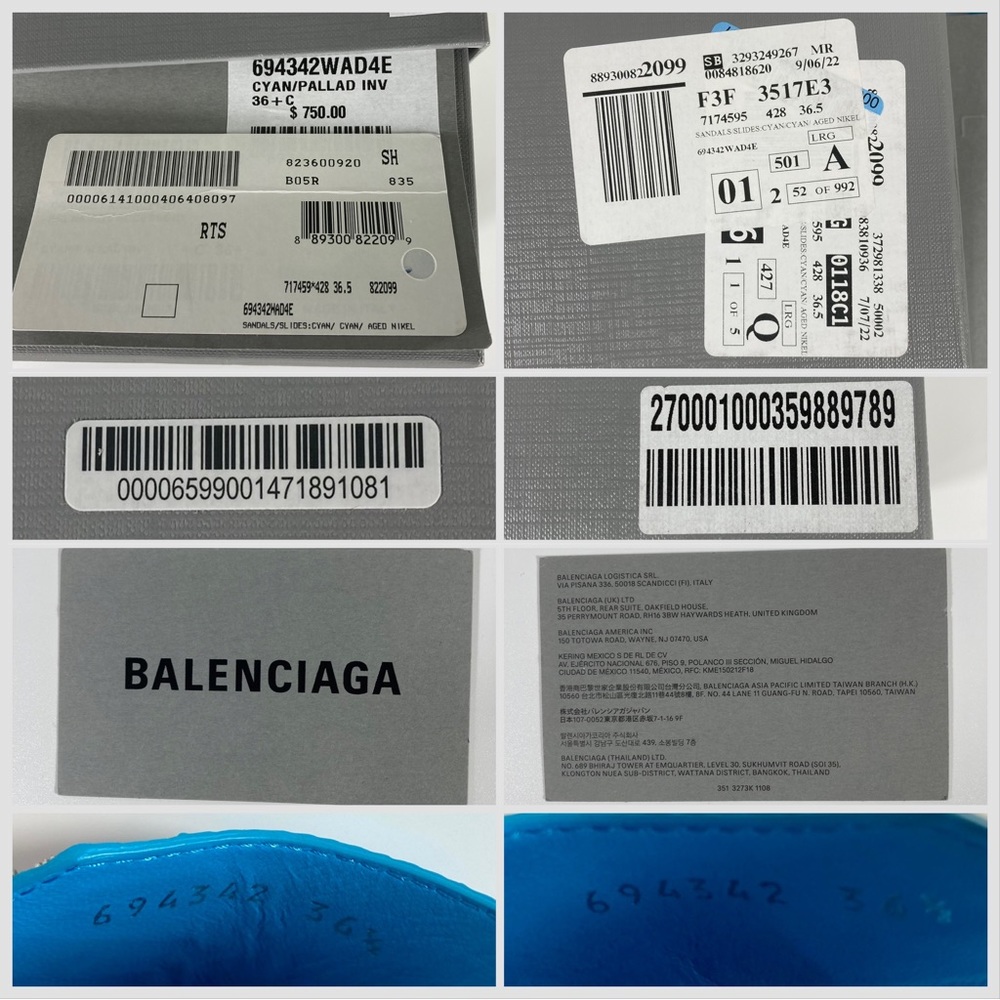 NWB Balenciaga Cagole Slide Sandal Cyan Size 36.5EU 6.5US 694342WAD4E - Picture 17 of 17